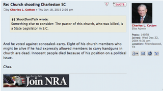 Illustration for article titled NRA Board Member Blames Slain Emanuel AME Pastor for Congregants’ DeathsÂ